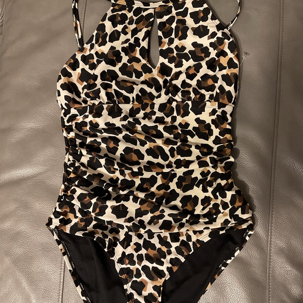 Leopard Print Halter Swimsuit